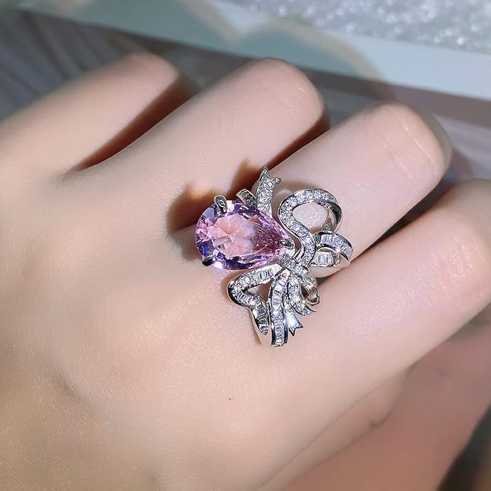Amazon.com: CIUFEWEK S925 Silver Beautiful Bow All Diamond